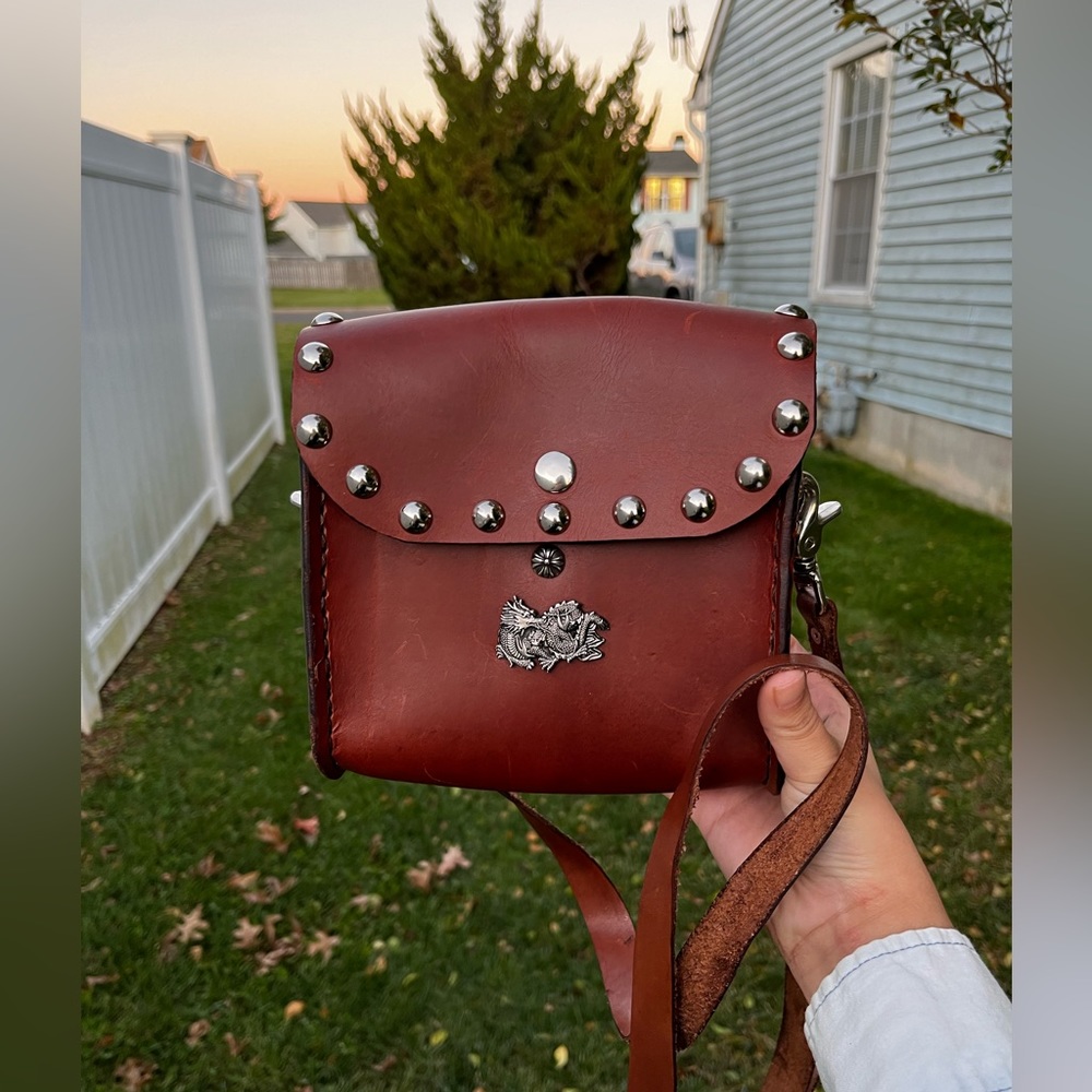 Vintage Artisian Women’s New Tooled Handmade Genuine Leather Studded Crossbody